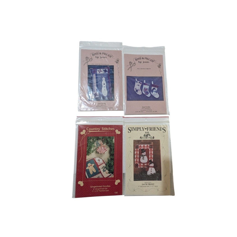 Vintage Holiday Quilt Patterns Lot Country Stitches Simply Friends Snowman 4pc